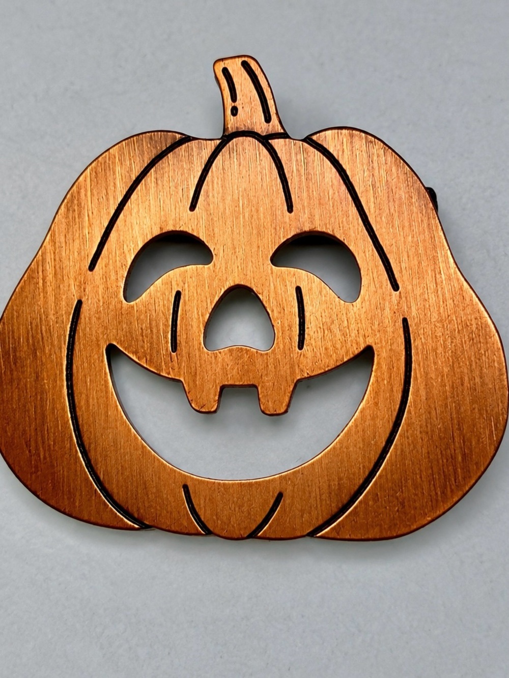 Vintage Copper  Pumpkin Jack-O'-Lantern Brooch #H07